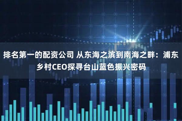 排名第一的配资公司 从东海之滨到南海之畔：浦东乡村CEO探寻台山蓝色振兴密码