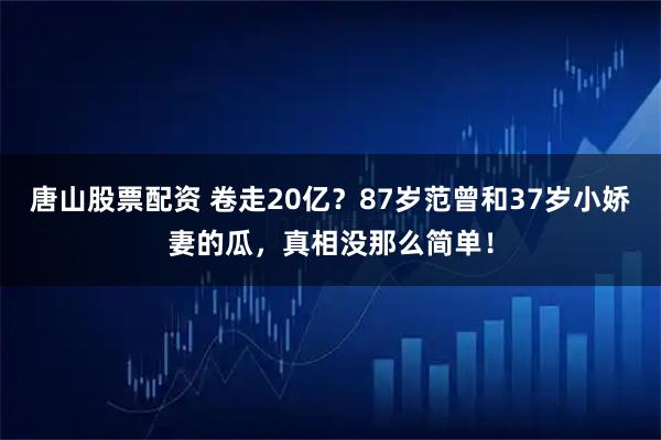 唐山股票配资 卷走20亿？87岁范曾和37岁小娇妻的瓜，真相没那么简单！