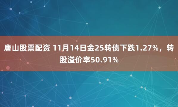 唐山股票配资 11月14日金25转债下跌1.27%,转股溢价率50.91%